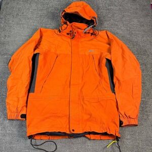 Vintage Mountain Equipment Co-op Gortex Rain Jacket Mens L Orange Ripstop Shell